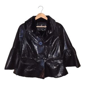 Rachel Zoe Faux fur‎ snake skin jacket peplum Size 2X